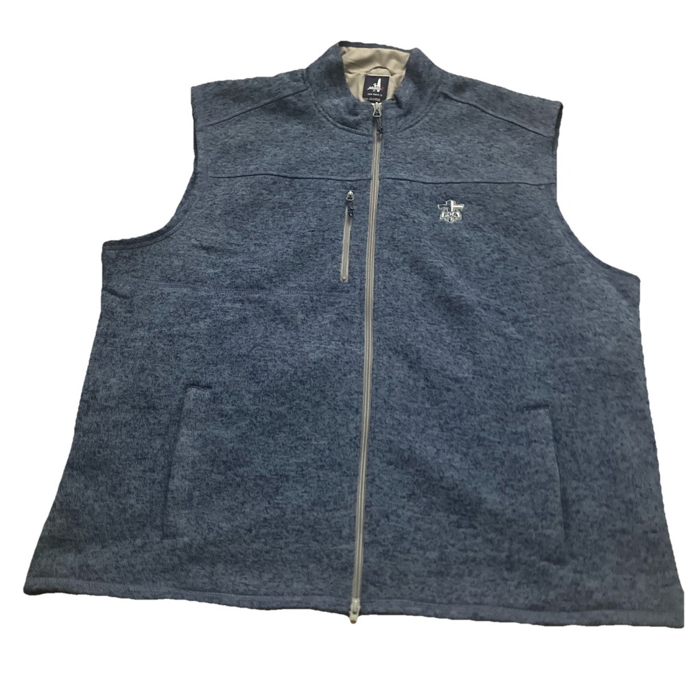 Johnnie O Vest Mens 2XL Full Zip Fleece Blue Wake‎ Heather Zipped FCA Logo